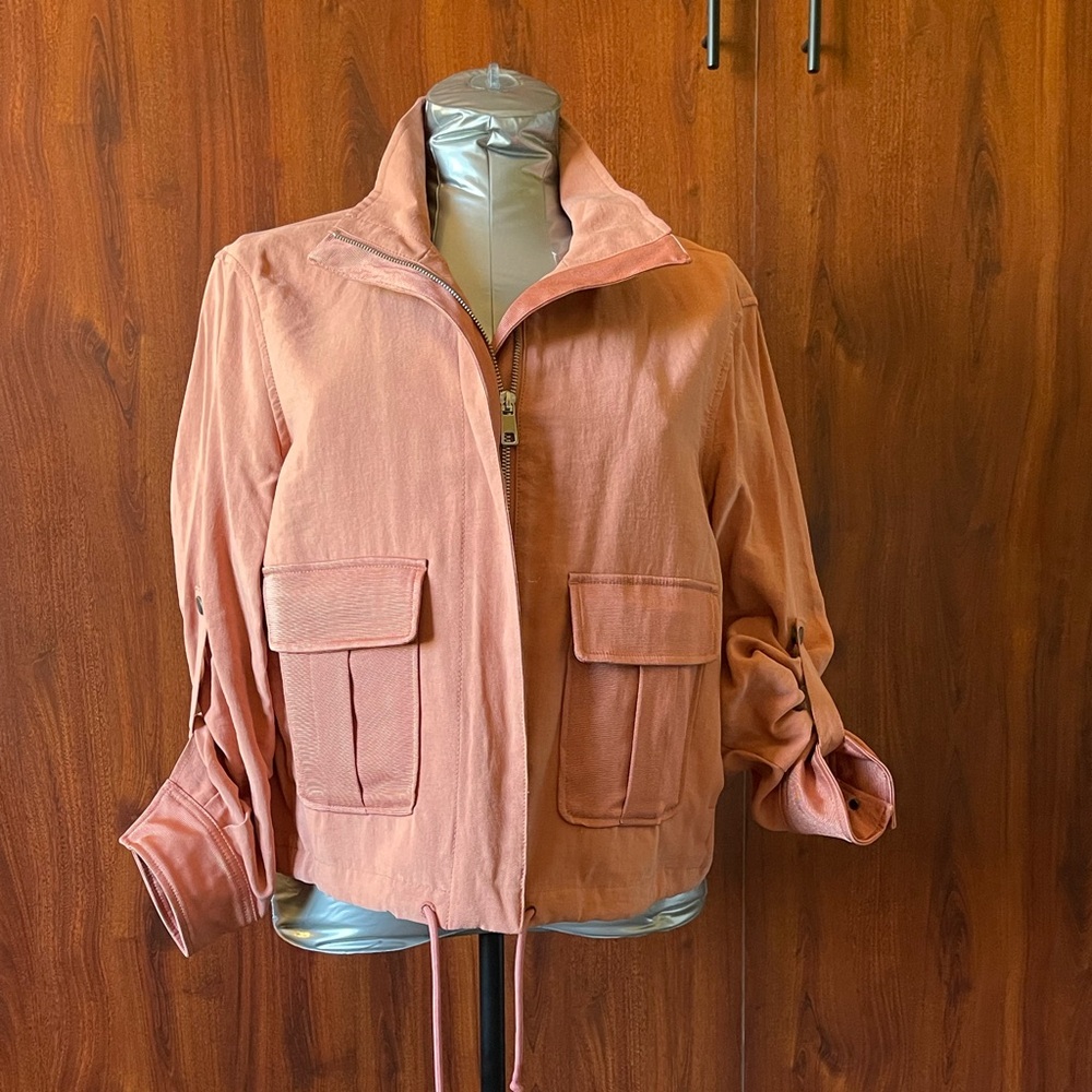 Banana Republic Pink Utility Jacket Lightweight Stand-Up Collar